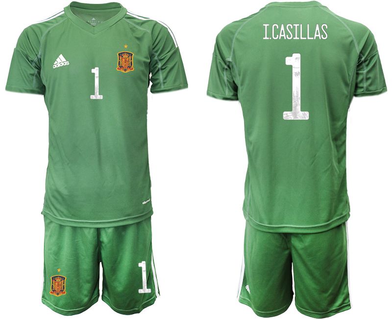 Men 2021 World Cup National Spain army green goalkeeper #1 Soccer Jerseys1->->Soccer Country Jersey